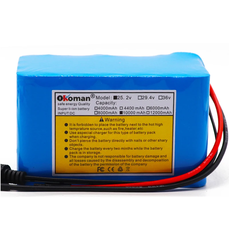 Okoman высокое качество 6S5P 24V 10Ah 18650 аккумулятор литий-ионный 25 2 V 10000mAh для велосипеда