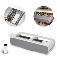 Kitchen Spice Organizer Storage Box With Compartments Self Adhesive Wall Mounted Drawer Spice Rack With Jars Wall Shelf Cabinet