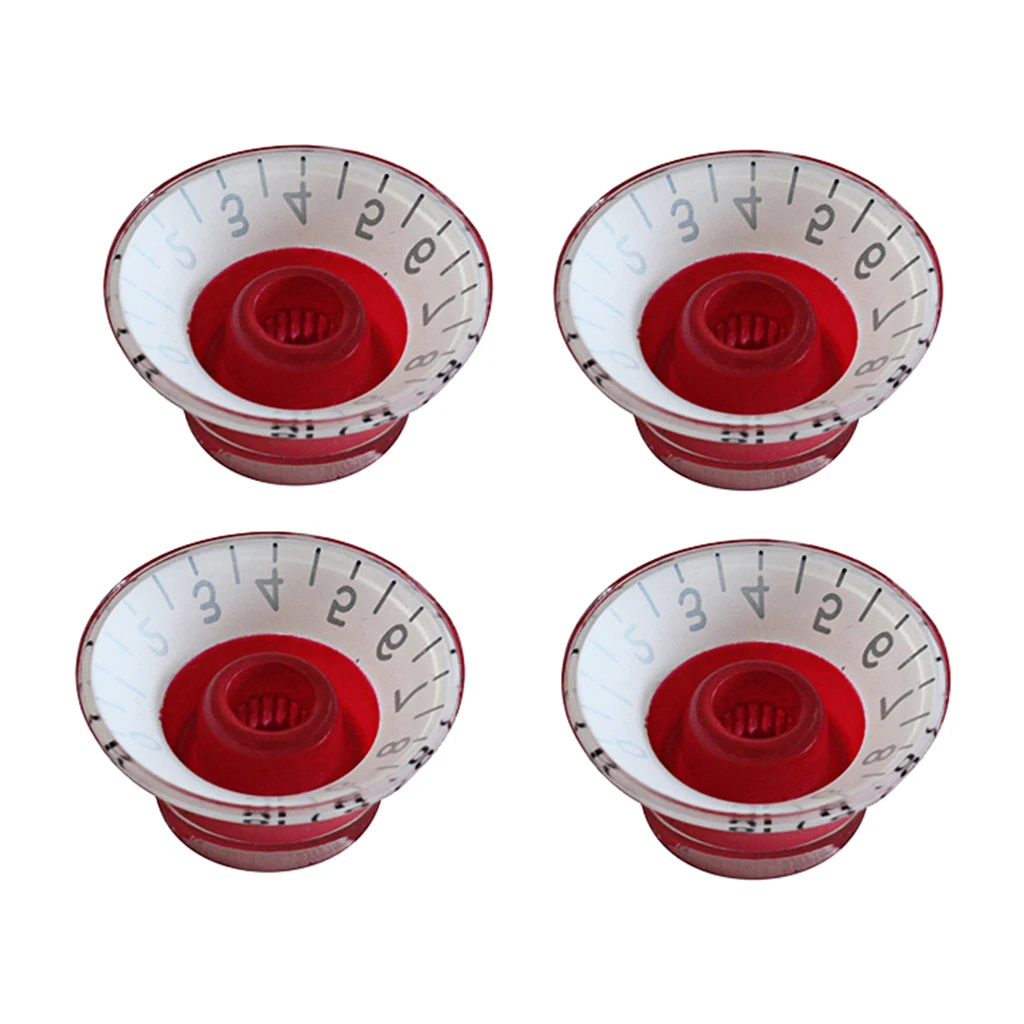 

4 Red W/ Black Number Guitar Top Hat Knob Bell Knobs Fits Electric Guitar