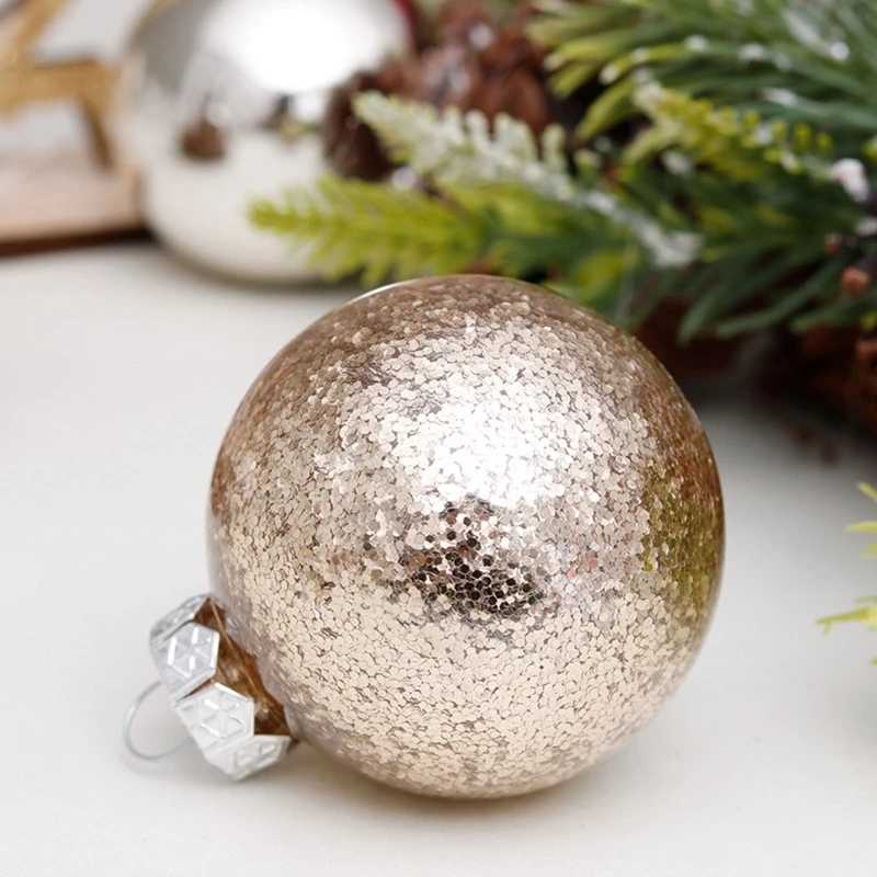 

30pcs 6cm Christmas Balls Decoration Gold Transparent Hanging Xmas Tree Ornament