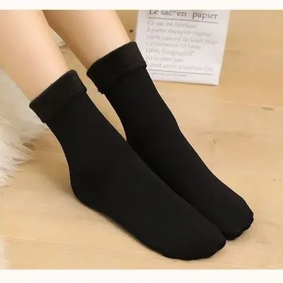 black Jerrinut, женские плотные теплые носки для зимы, черные дышащие мягкие однотонные носки, повседневные модные кашемировые носки-тапочки, 1 пара - Цвет: black