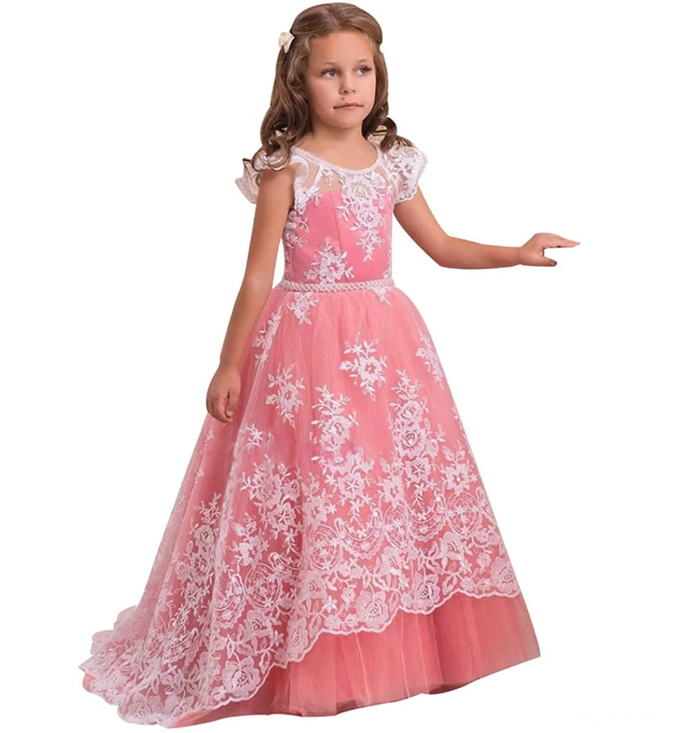 

Little Princess A-Line Lace Appliques Flower Girl Dresses Prom Birthday Partty Formal Pageant Gowns