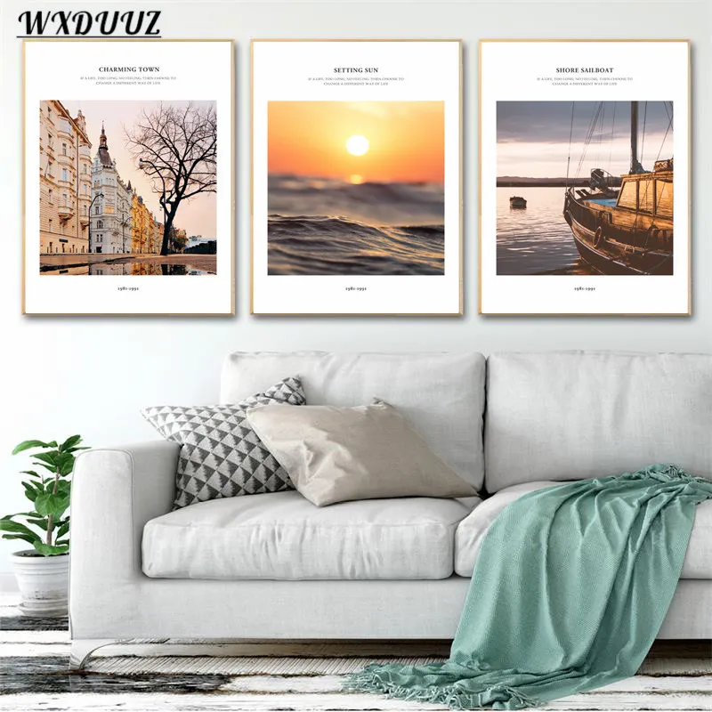 Скандинавский современный художественный декор минималистичный пейзаж вид на