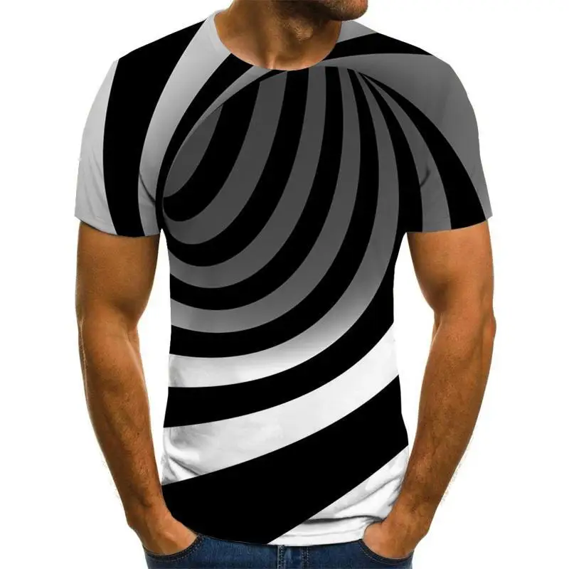 

2020 new three-dimensional rotating men's T-shirt summer fashion short-sleeved 3D round neck tops square three-dimensional shirt
