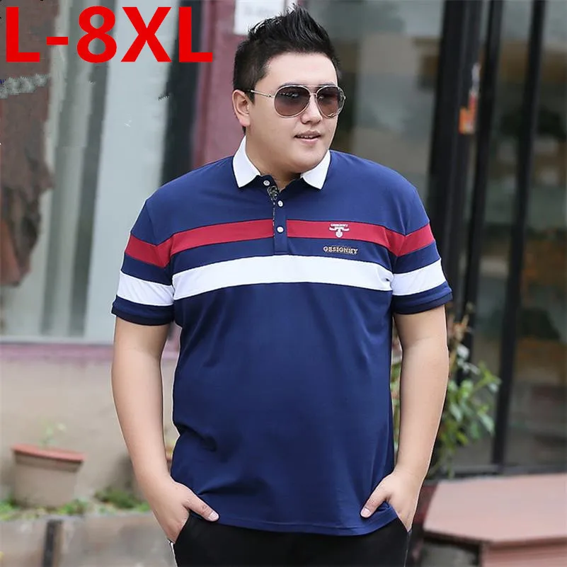 Рубашка-поло мужская с коротким рукавом хлопок дышащая в полоску Повседневная