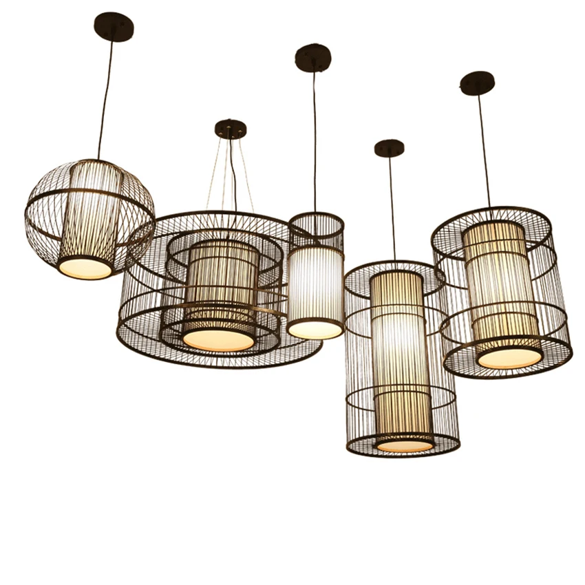 

Bamboo LED Chandeliers Pendant Lamp Lighting Bedroom Teahouse Hanging Lamps Luminaire Chinese Living Room Hotel Lobby Restaurant