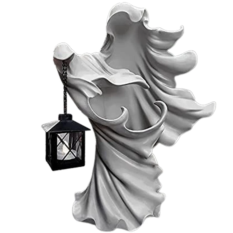 

Декоративный фонарь ведьмы, призрак ищет светильник, Реалистичная смола, скульптура призрака для Хэллоуина, украшение для сада