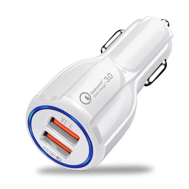 White Автомобильное зарядное устройство адаптер Быстрая зарядка 3,0 USB кабель для Xiaomi Быстрая зарядка Dual USB для samsung смартфон для huawei Android телефон - Тип штекера: White