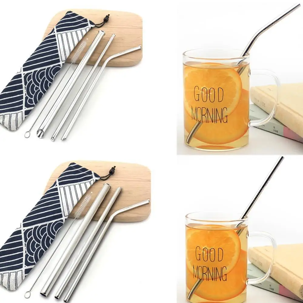 Металлические многоразовые 316 соломинки из нержавеющей стали прямые изогнутые