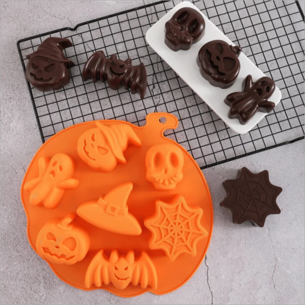 

Halloween Pumpkin Chocolate Moulds Witch Ghost Silicone Baking Mould DIY Fondant Candy Mold Ice Tray Cake Decor Halloween