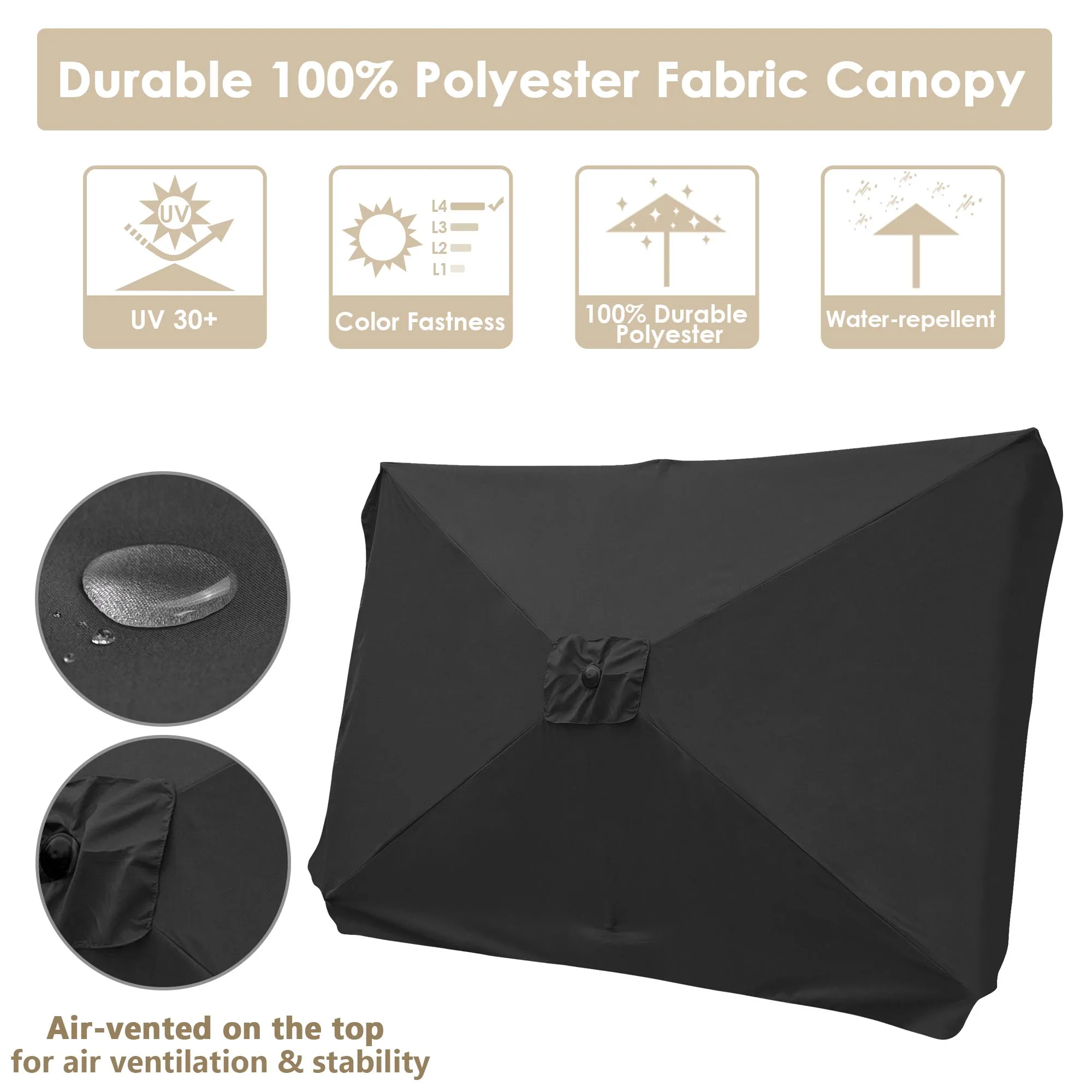 Yescom 10x6 5 футов (2x3 м) прямоугольный алюминиевый открытый зонт для патио с козырьком