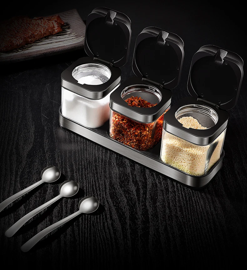 

Container Spice Jar Salt Pepper Set Storage Spice Jars Set Glass Seasoning Box Holder Rangement Cuisine Kitchen Tools DH50SJ