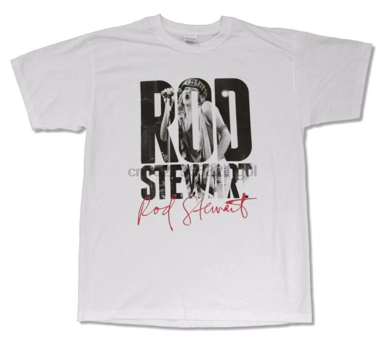 ROD STEWART фото в буквах белая футболка Новая взрослая АлиЭкспресс 