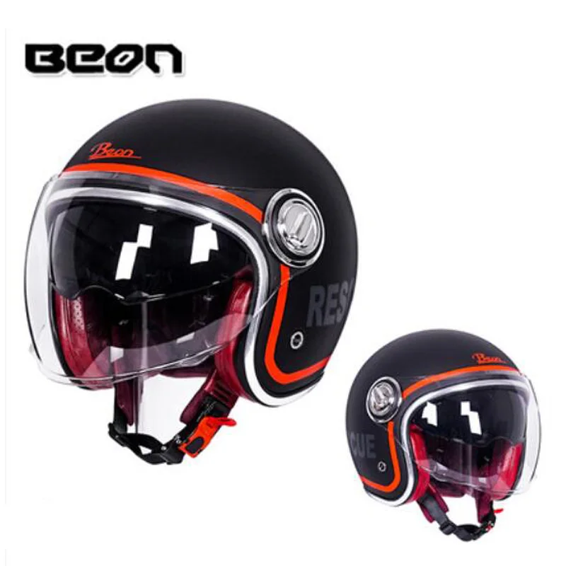 Мотоциклетный шлем BEON в стиле ретро с открытым лицом и двойными линзами - купить