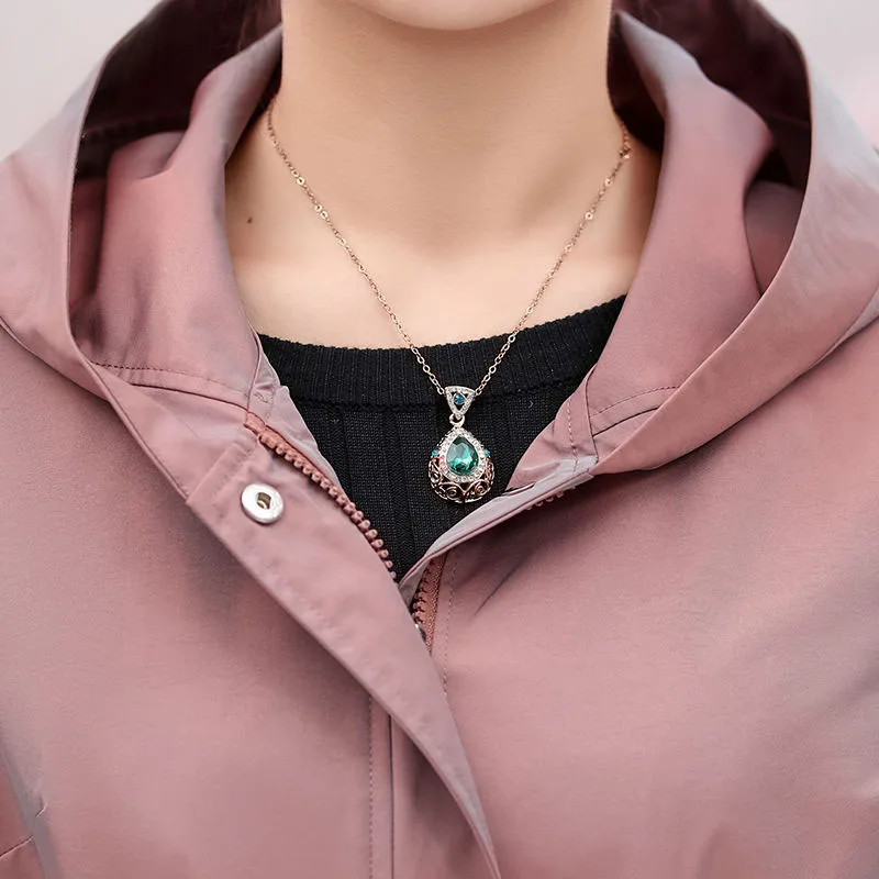 

Spring Autumn Middle-aged Jacket Women Fashion Plus Size Short Hooded Loose Windbreaker Female Temperament Mother Thin Top R845