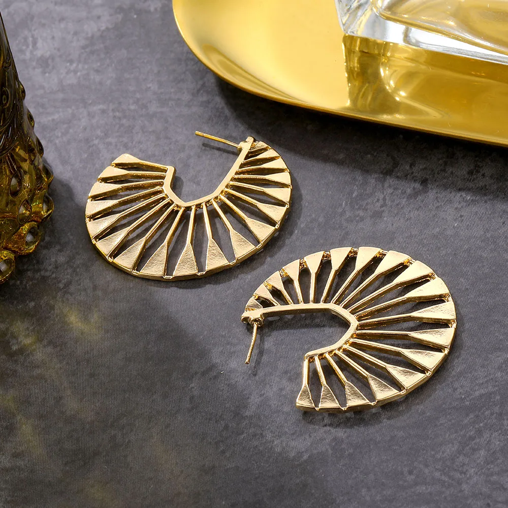 Женские серьги в форме листьев гинкго Золотые неправильной геометрической формы
