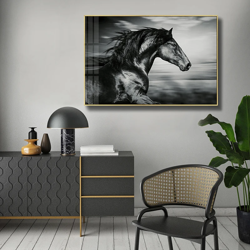 

Black And White Horse Racing Family Photo Wall Decoration Hd Print Posters The Sitting Room Is The Modern Art Wall Painting With