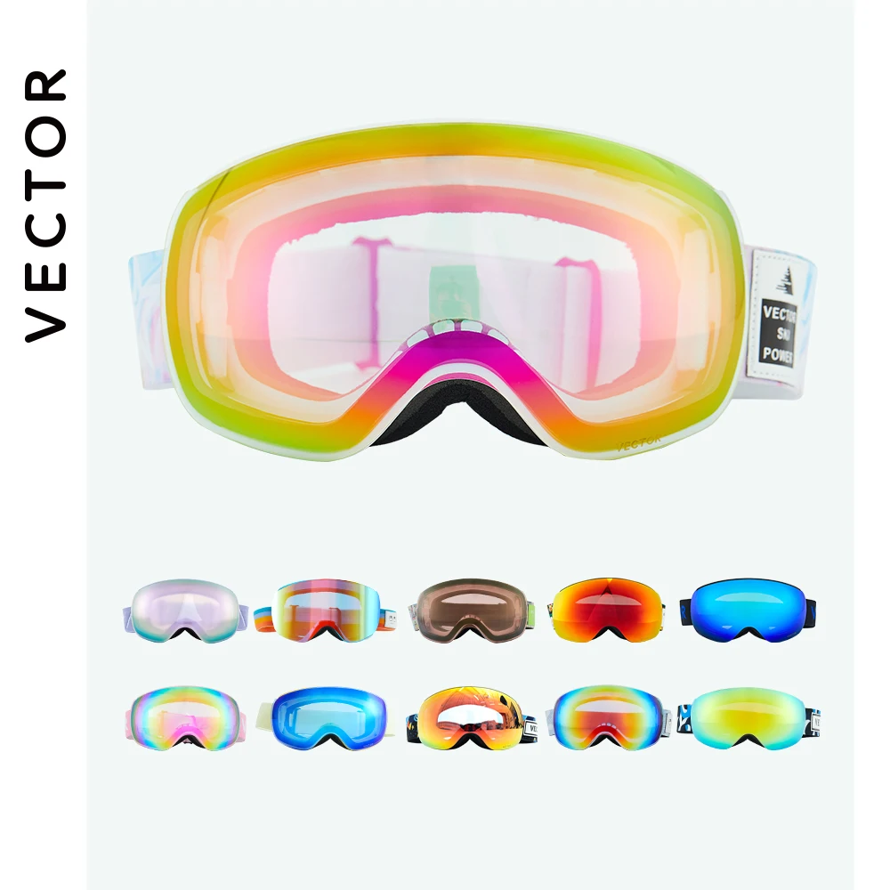 VECTOR Kids Ski Goggles Big Spherical for Children Double Layers UV400 Magnetic Ski Glasses Girls Boys Snowboard Goggles Eyewear