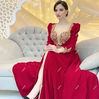 red evening dresses tunisian trafitional kaftan sweetheart appliques arabic moroccan kaftan graduate groom mother formal gown