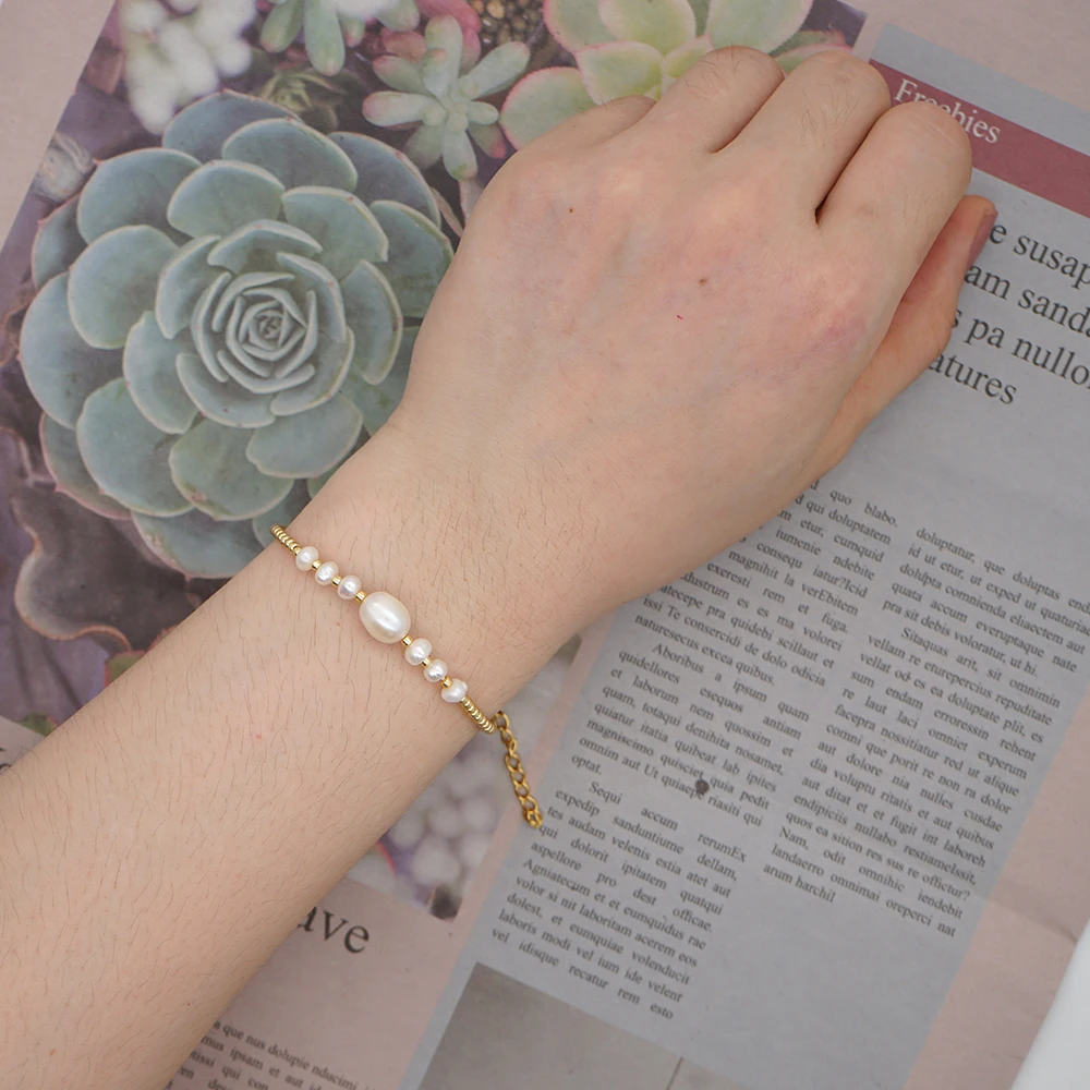 

GO2BOHO Bracelet Natural Pearl Bracelets For Women Jewelry Pulseras Handmade Armband Gift Japan Import Fadeless Plated Gold Bead