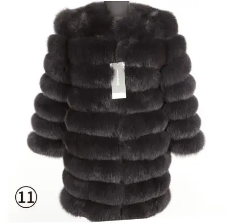 long coat 6 Женская мода осенний зимний стиль настоящая лисица пальто жилет тонкий круглый вырез зимний женский натуральный мех куртка пальто жилет - Цвет: long coat 6