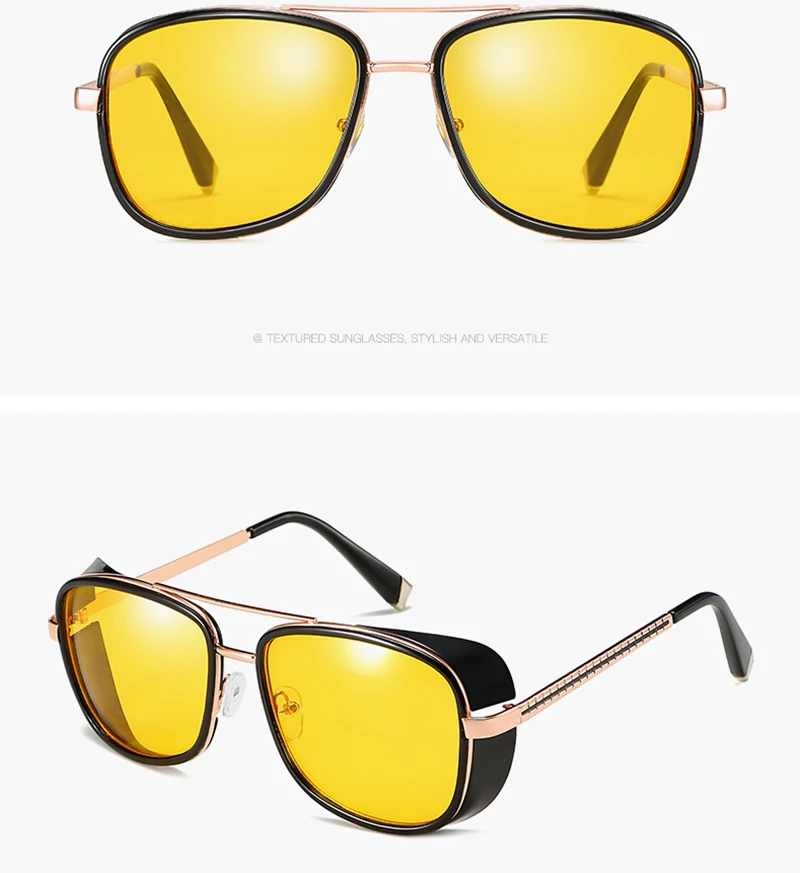 Psacss Vintage PUNK Sunglasses Men Women Tony Stark Iron Man Fashion High Quality Sun Glasses For Driving Outdoor Gafas de sol