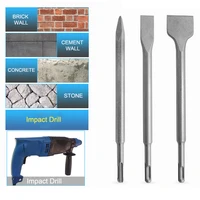 3pcs electric hammer chisel round handle pointed flat chisel pits slots set impact drill concrete wall excavation