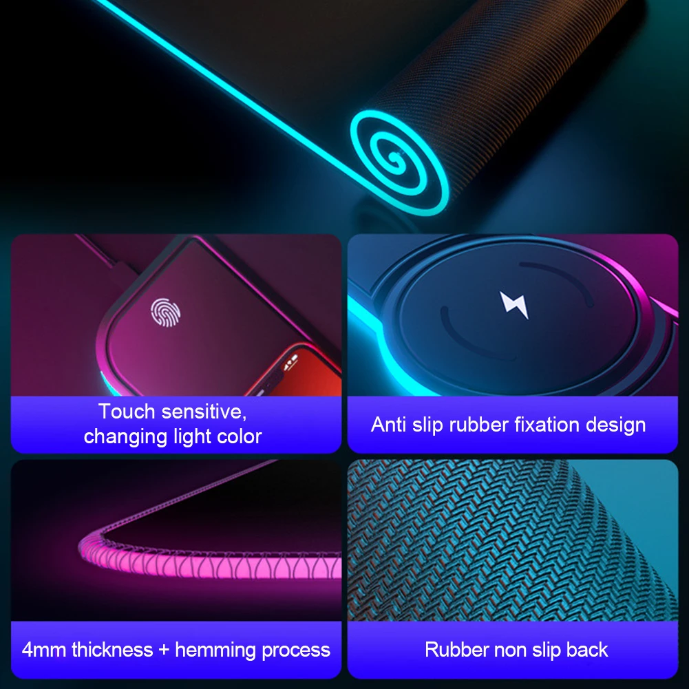 цветная rgb игровая мышь pad беспр