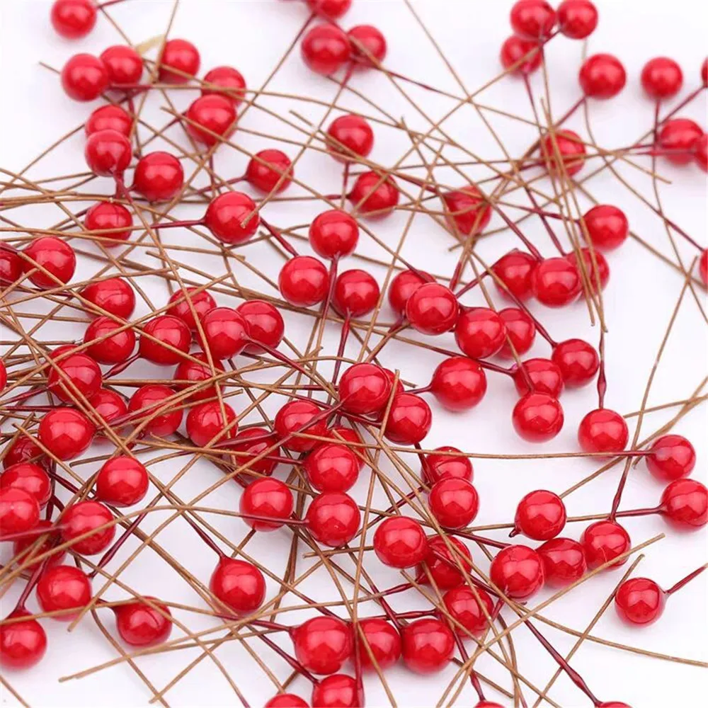 

100/200pcs Mini Berry Plastic Fake Fruit Artificial Pearl Cherry Christmas Wedding DIY Gift Box Decor Christmas Wreath Navidad