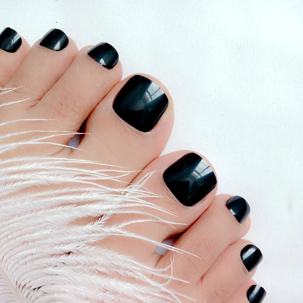 Искусственные короткие накладные ногти для пальцев ног сделай сам блестящие