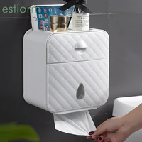 estiorm toilet paper holder wall mounted waterproof roll toilet paper holder bathroom tissue box paper dispenser with storage
