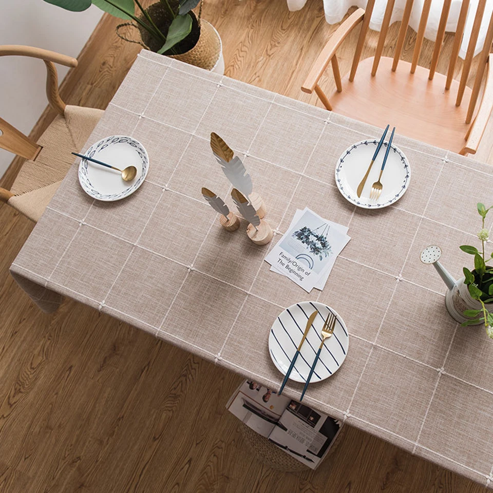 

Trendy Design Linen Rectangular Christmas Tablecloth Striped Waterproof Table Cloth Decorative Linen Placemat Table