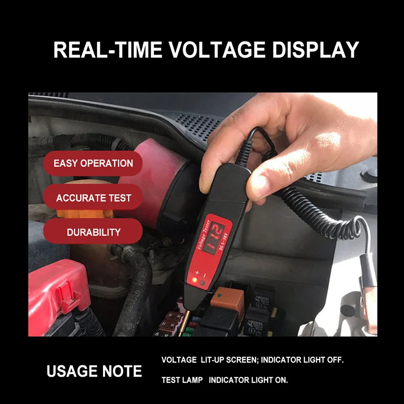 

Car Digital LCD Electric Voltage Test Pen DC 3-36V Portable Detector Tester LED Light Diagnostic Repair Tools Car Accessories