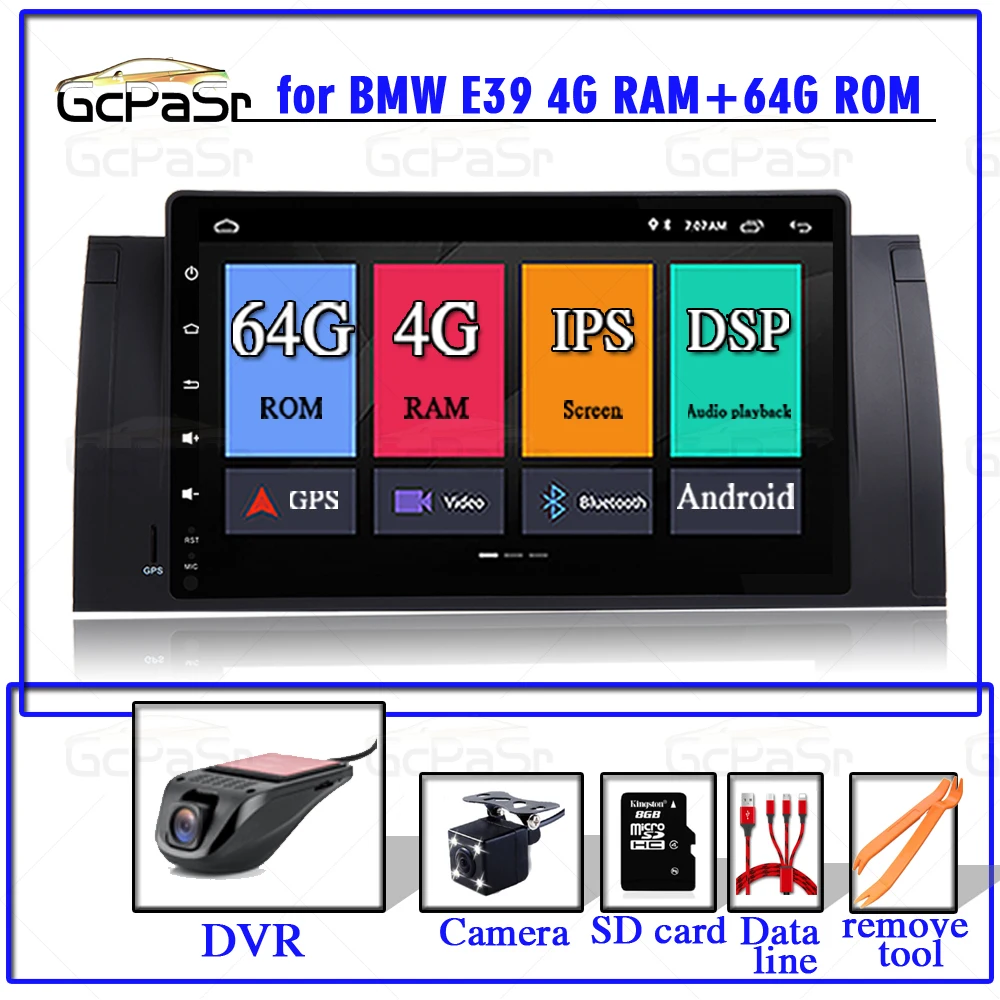 Автомобильный мультимедийный проигрыватель IPS DSP GPS 4 Гб 64 ГБ 1 Din Android 9 Радио DVD