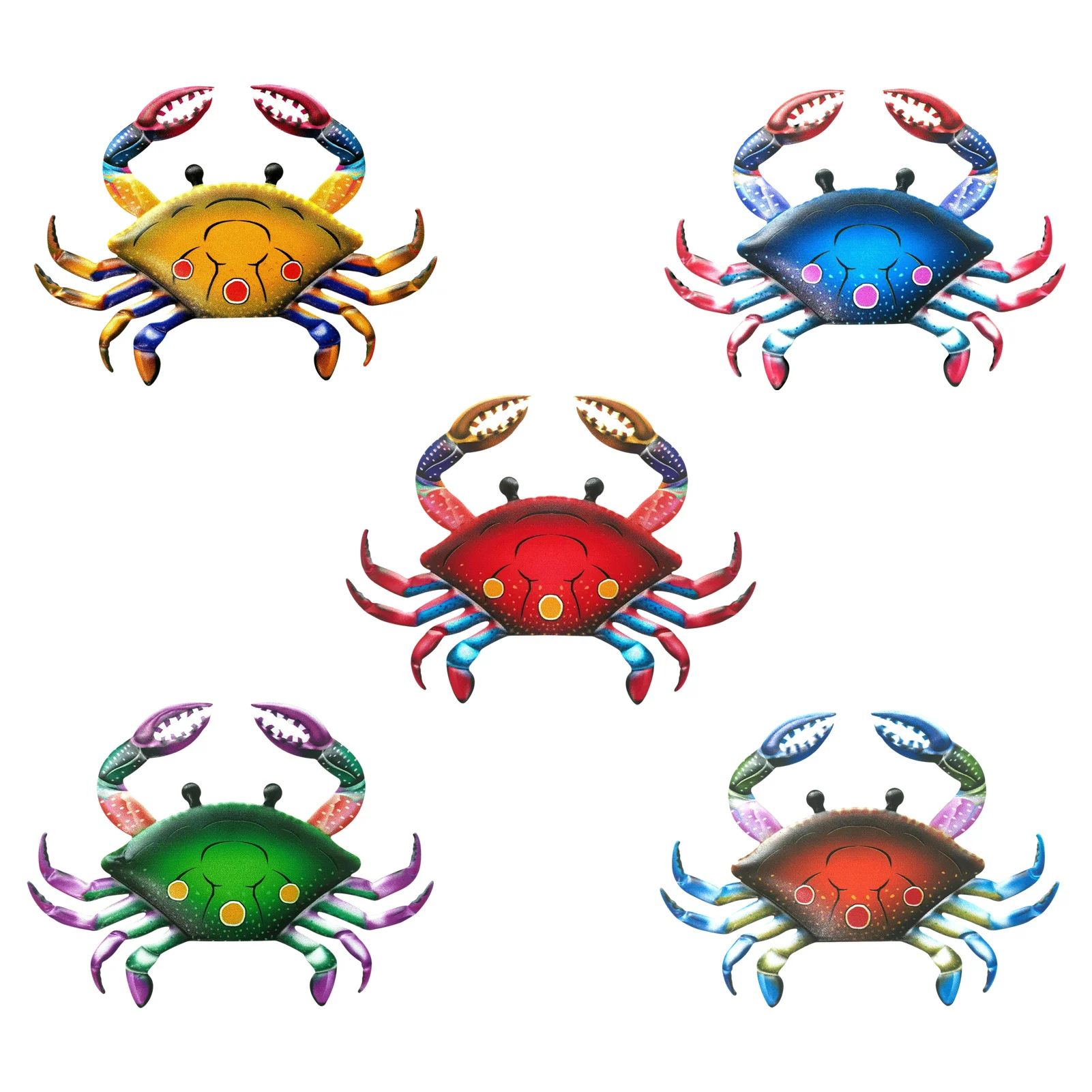 

Metal Crab Wall Artwork For Home And Garden Decoration Iron Statues Miniatures Decoration Outdoor Sculptures Colorful Gaudily
