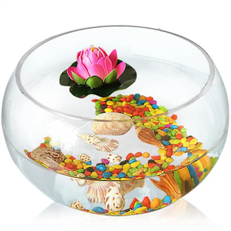 HONGYI round cylinder Round goldfish tank Ecological creativity Glass fish tank Large turtle tank Hydroponic tank vase