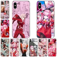 zero two darling in the franxx anime novelty phone case for apple iphone 13 pro max 12 mini 11 x xs xr 8 7 6 6s plus se 2020 5 5
