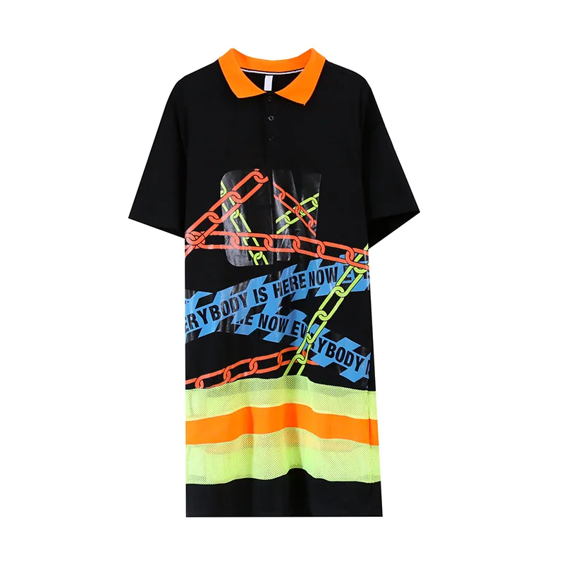 Женское платье тайское Брендовое длинное платье-поло с воротником свободная