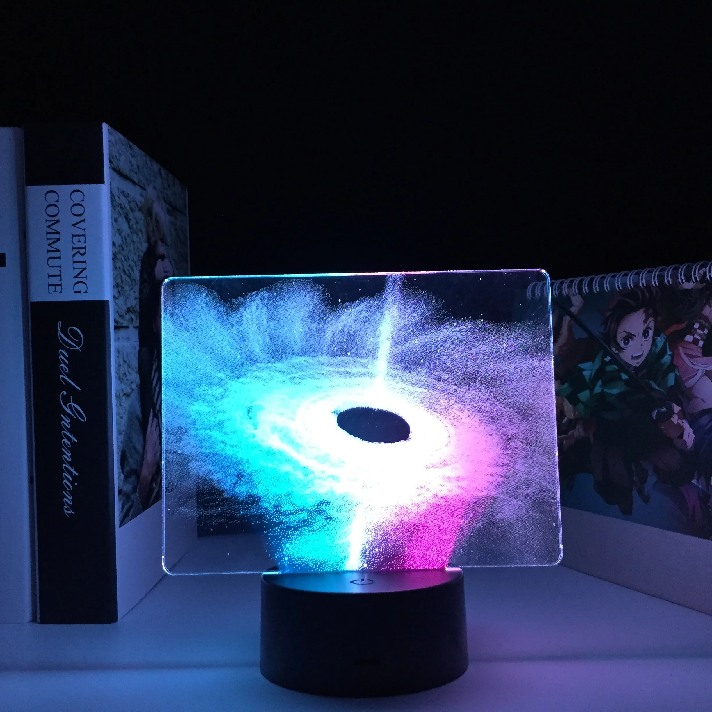 Космический черный двухцветный ночник с отверстием для детей лампа в подарок на