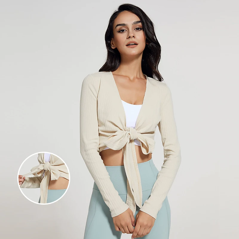 

Women Yoga Clothes Tops Shirt Sexy Hollow Out Long Sleeve Sportswear T Shirt Front And Back Two Wear Women Bandage Blouses