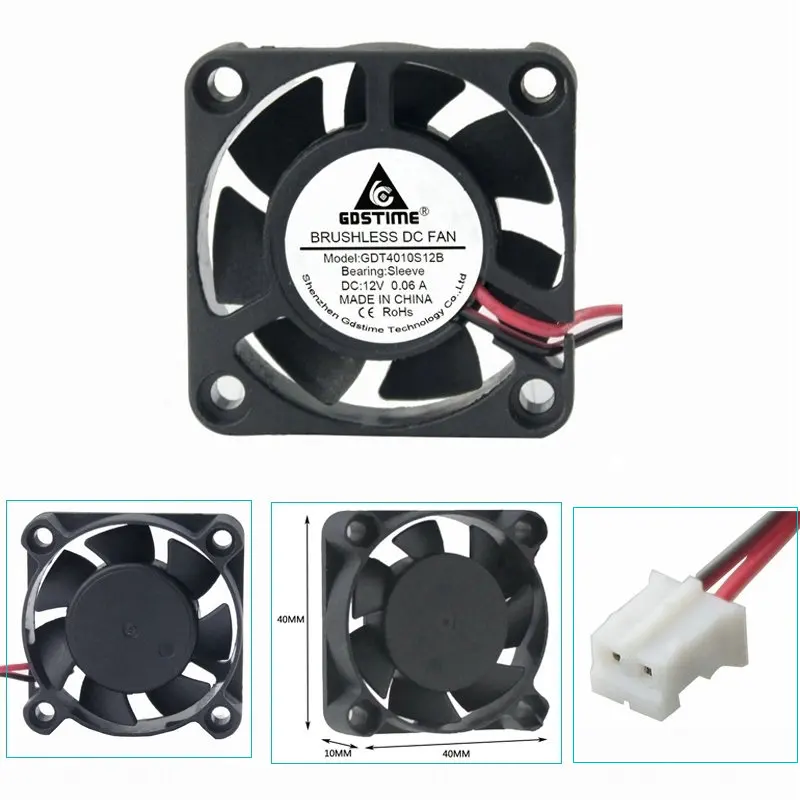 50 шт. GDSTIME 40 мм 40x40x10 4010s DC 12 В 2 контакта электродвигатель вентилятор 4 см кулер