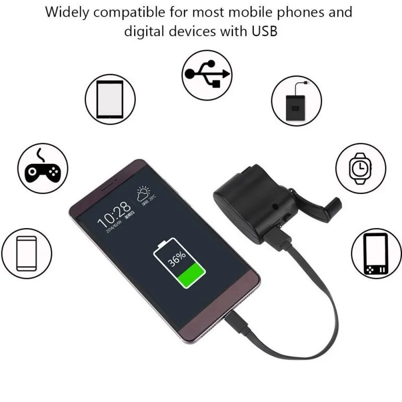 Универсальный USB зарядное устройство с Динамо машиной Портативный для мобильных