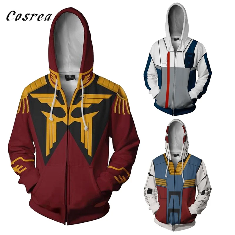 Игра Гандам Косплей Костюм мужской толстовка с капюшоном на молнии осенне зимний
