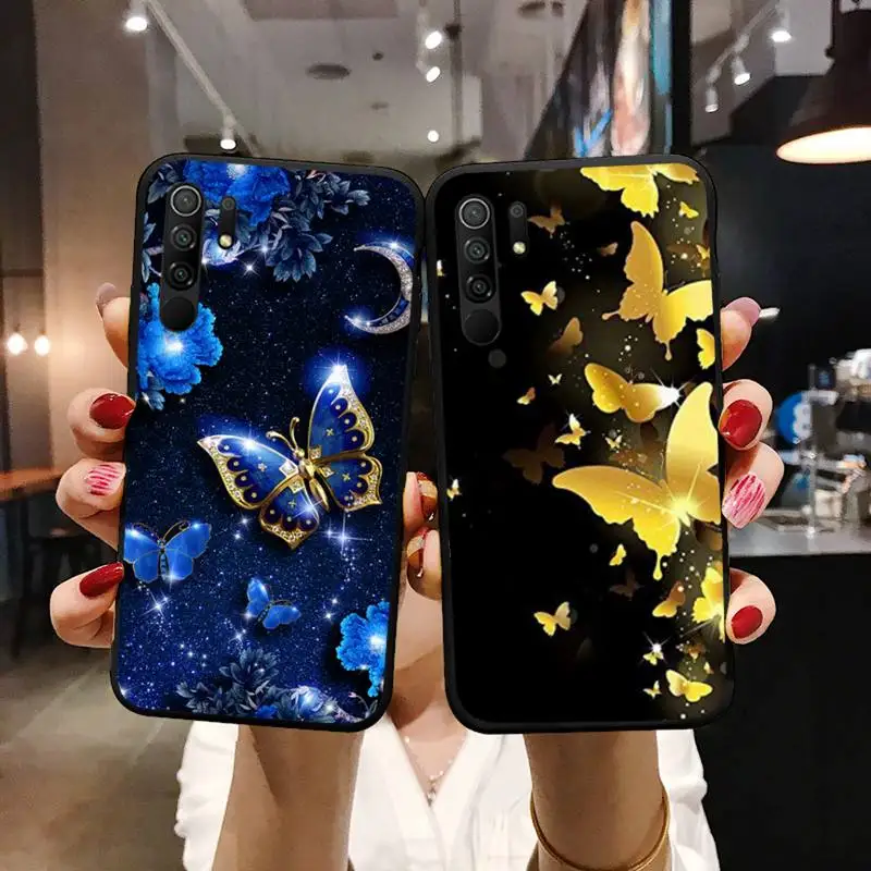 

Bling blue butterfly Phone Case For xiaomi Redmi 5 5A plus 7A 8 note 2 3 4 5 5A 6 7 GO K20 A2