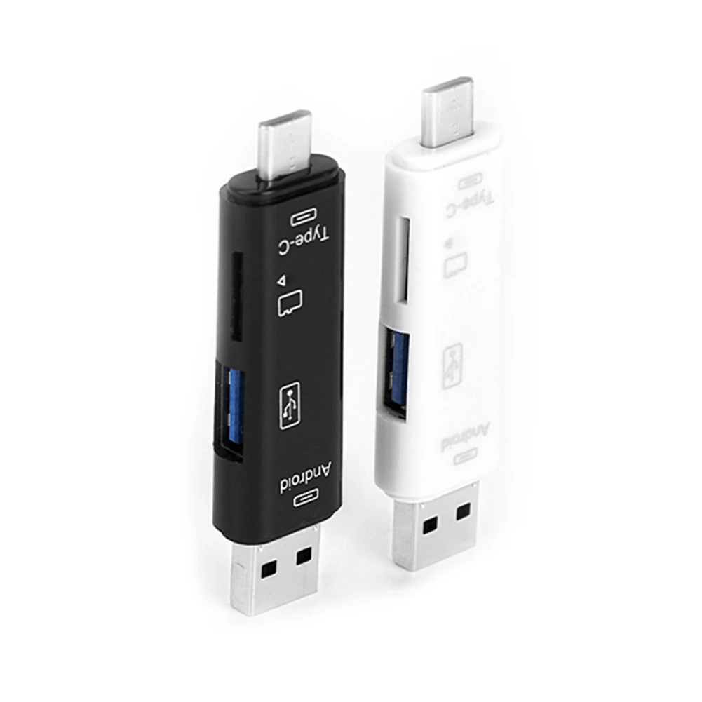 

Смарт устройство чтения карт памяти Тип флэш-памяти кардридер USB адаптер 5 в 1 Тип-C/Micro USB OTG USB док-станция для устройство для считывания с tf-ка...