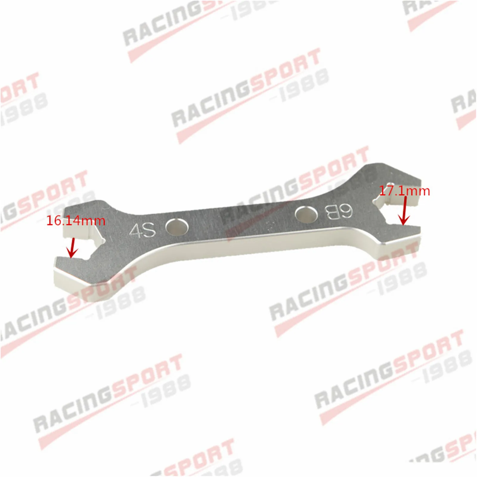 

Двухсторонний гаечный ключ 6AN (17,1 мм)/4AN (16,14 мм), алюминиевый, серебристый
