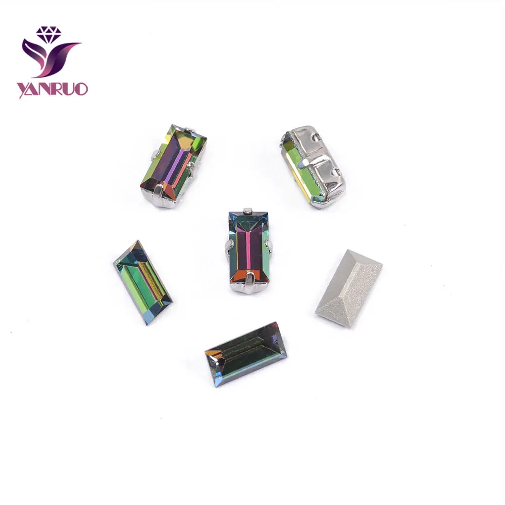 YANRUO 4501 5x10 мм VM Baguette Швейные кристаллы Стеклянные Камни DIY ремесла точка сзади