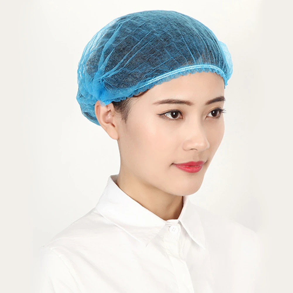 

100pcs Non-woven Disposable Hat Dustproof Shower Caps Spa Beauty Accessory dustproof, fogproof and anti saliva Safety cap