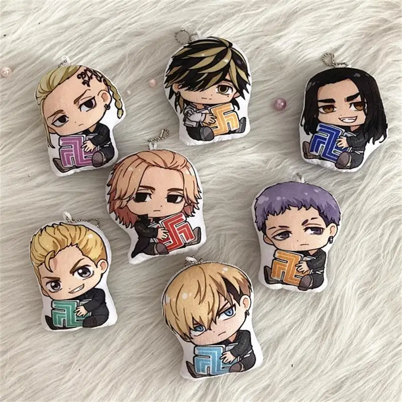 

Anime Tokyo Revengers Role Plush Dolls Pendant Keychain Cosplay Manjiro Ken Takemichi Hinata Atsushi Chibi Kawaii Bag Fans Gifts