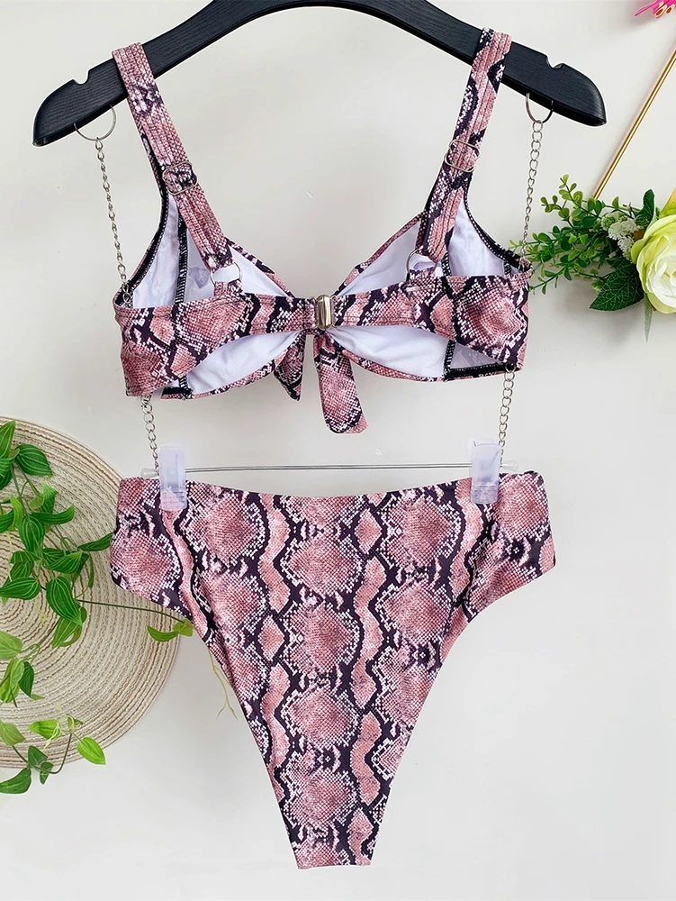 

Sexy Women High Waist Bikini Swimsuit Serpentine Swimwear Female Thong Brazilian Biquini Bikini Set Bathing Suit Bather 2021